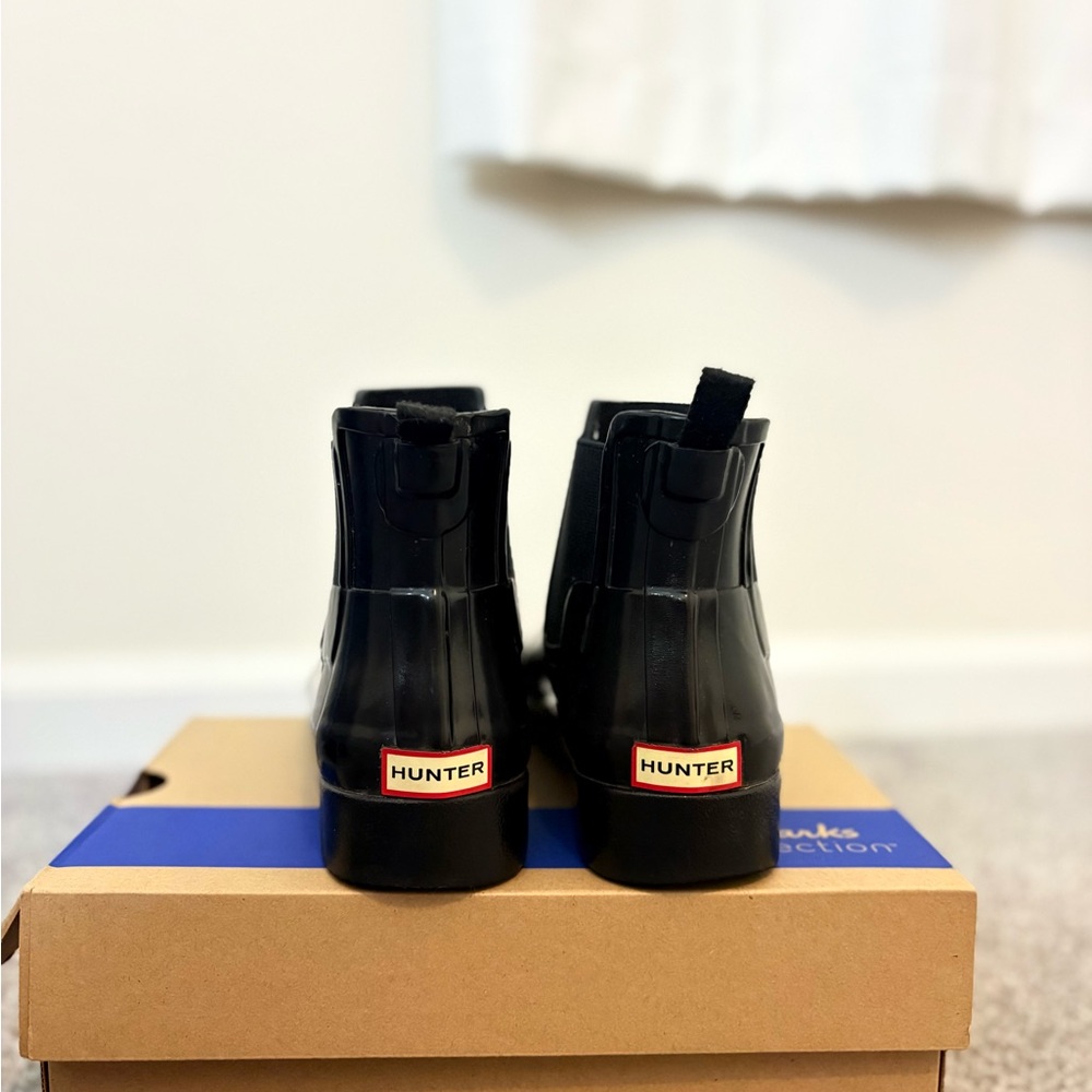 Hunter Glossy Black Ankle Boots